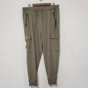 Pull On Drawstring Cargo Jogger Pants Size XXL Brown Stretch Neutral Minimalist